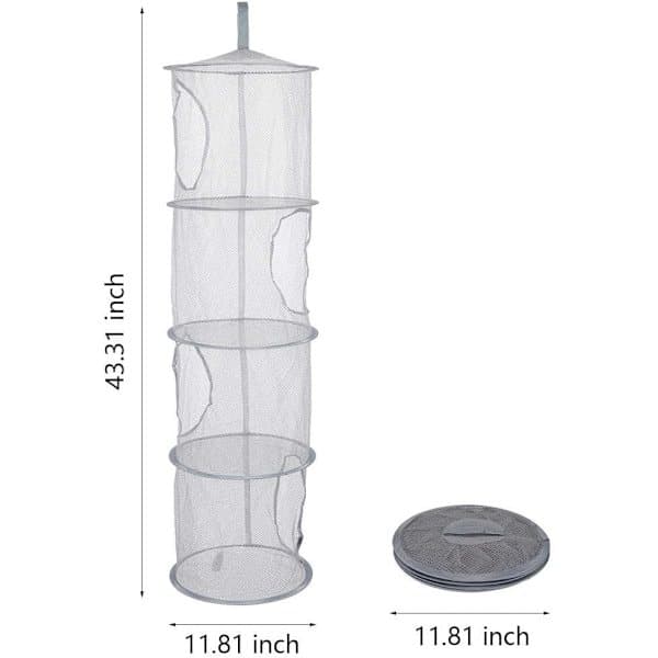 Hanging Storage Net, Hanging Toy Storage, 4-Layer Mesh Storage Basket Foldable Space-Saving Organizer for Soft Toys Clothes