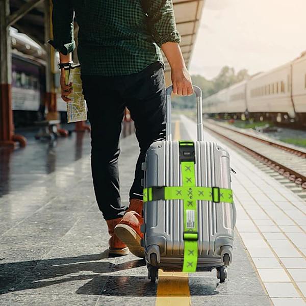 2-pack Reflective Luggage Strap with Number Lock - Suitcase Baggage Belt & Suitcase Strap Blue