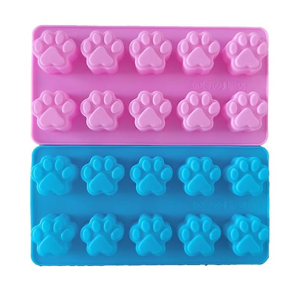 10 celler hund kat pote silikone kageforme til kiks gelé bageform isbakke Pink