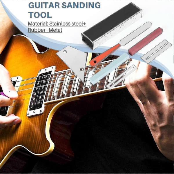 Gitarr Luthier Verktyg Inkluderar Bandplaningsbalk, Gitarrbandfil, Vippbräda och Greppbrädesskydd, g