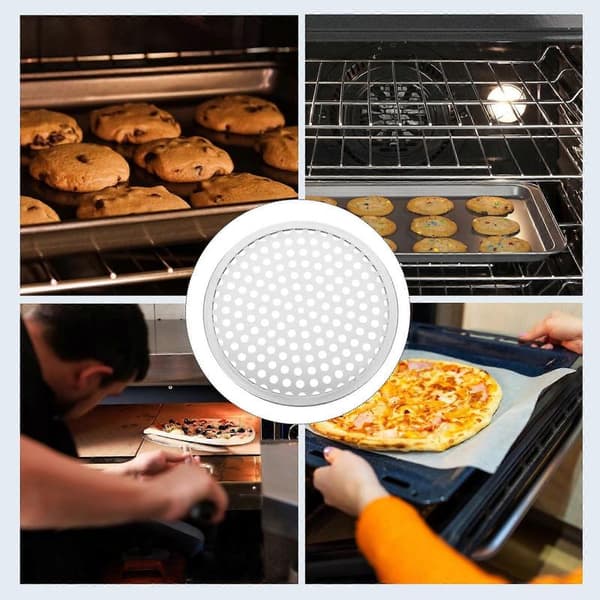 Rustfri Stegepande Teir Bakker Bageudstyr Cirkel Bagepizza Slidstærk til Ovn Perforeret Plade Stål