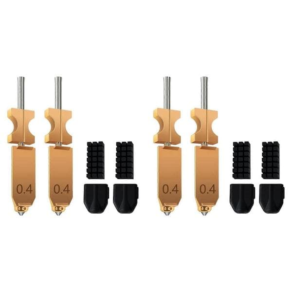 4-pack för FLASHFORGE AD5X Uppgraderad 3D-skrivare 0,4 mm Hotend-munstycksenhet, extra 4 st silikonstrumpa + 4 st munstycksborste