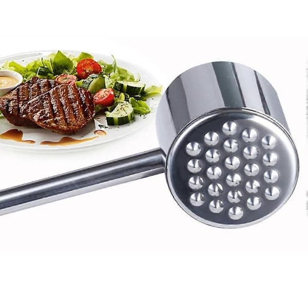 2 stk. kødhammere i rustfrit stål, steakhammer, køkkenudstyr til hjemmerestaurant (sølv)
