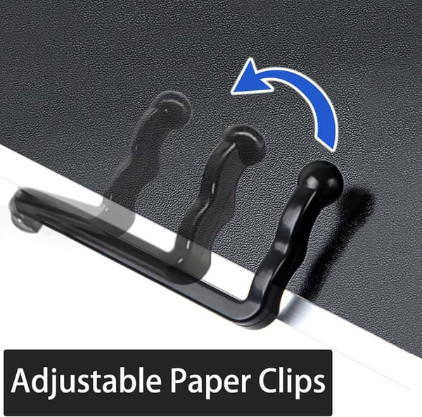 Bogstativ til læsning, ergonomisk justerbart bogstativ til skrivebord, opskriftsbogstativ med fleksibel papirclips