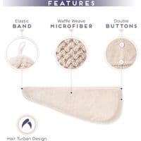 Mikrofiber-hårtørrerhåndklæde, sæt med 2, hurtigtørrende turban til vådt hår, hårtilbehør (beige)
