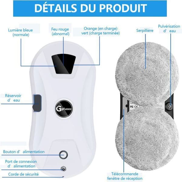 5600Pa Electric Window Cleaning Robot - Water Spray Function - 3 Modes ...
