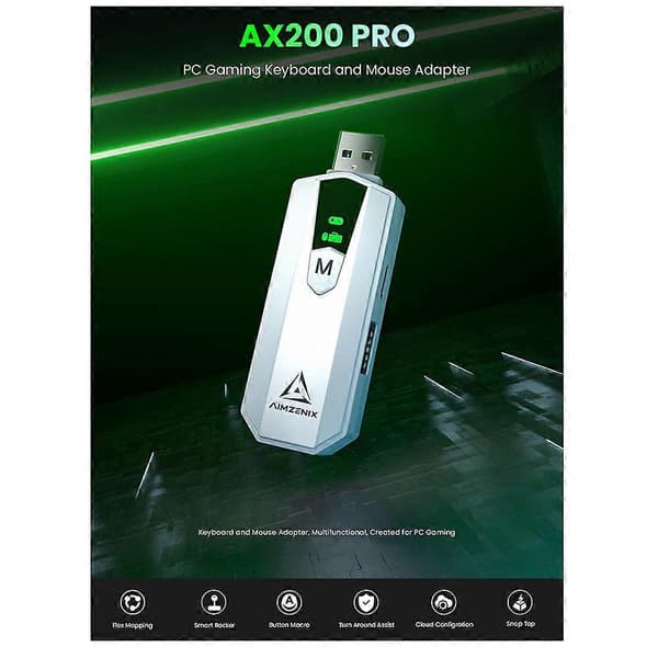 AX200PRO Tastatur Muse Adapter, Højtydende Konverter Vit