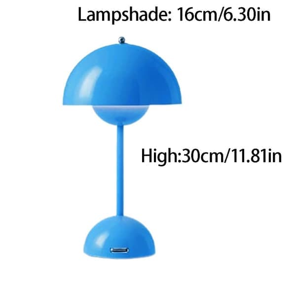 Bud Lamp 30 cm Wireless Touch Lamp Dimmable, 2000mAh Rechargeable Table Lamp, Nordic Bedroom Bedside Lamp Blue Blue