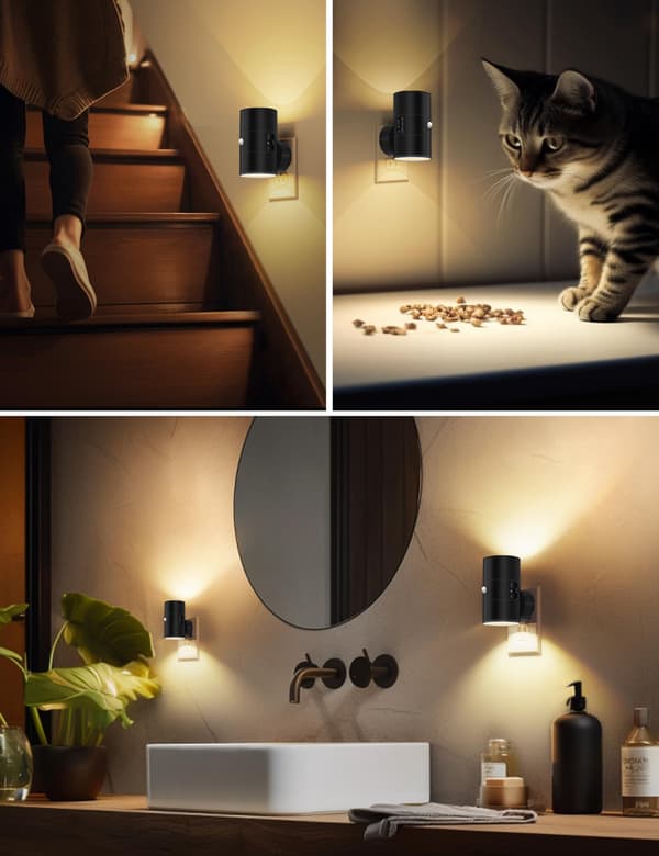 2-pack LED Night Light with Plug, Dusk Sensor, Dimmable 5–300 lm, Warm White Light for Kitchen, Hallway and Bedroom White