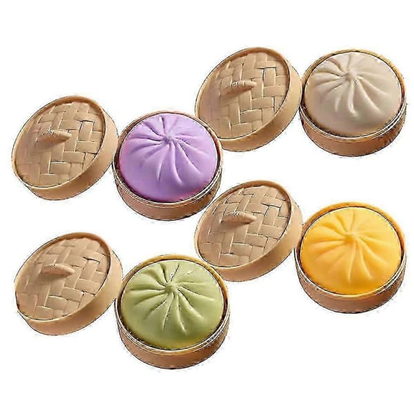 4-delt stort dumpling-squishy-sett med dampkassedesign for stresslindring