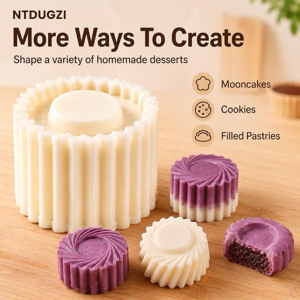 Sunflower Pattern Round Hand Press Mooncake Mold 2-in-1 Baking Tool Reversible ABS Embosser Creates Detailed Cookies and Desserts for Home Bakers