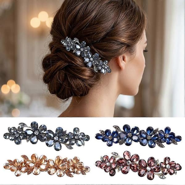 Blommig hårklämma - Elegant hårstyling gnistrande design bekvämt grepp Gray One size
