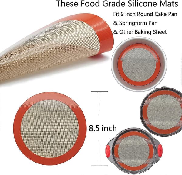 Silikone bageunderlag 2 stk. rundt silikoneunderlag til 9 tommer kageform non-stick genanvendeligt