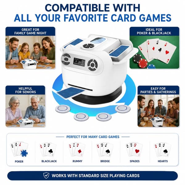 2026 Automatic Card Shuffler and Dealer Machine 2-in-1 Smart - White