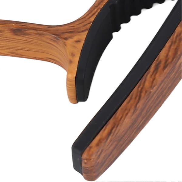 Gitarr Capo Metall Justerbar Fjäderspänning Capo för Akustisk El Ukulele Bas Brun Träkorn