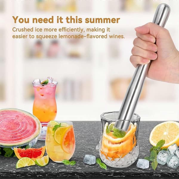 Cocktailmuddler i rustfritt stål 8,9 tommer Mojito Barverktøy for myntefruktblanding og isknusing
