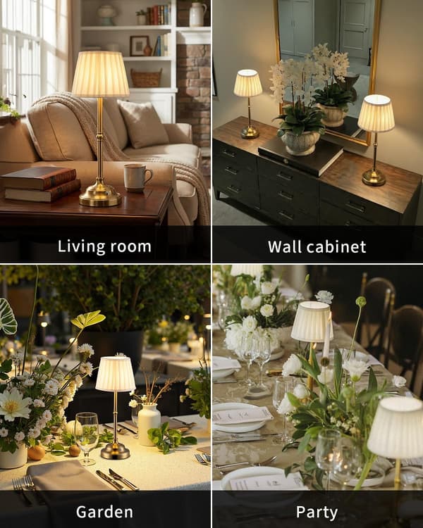 Wireless Table Lamp, LED Table Lamp, Rechargeable, with Fabric Lampshade, Mood Lighting, Bedroom, Portable