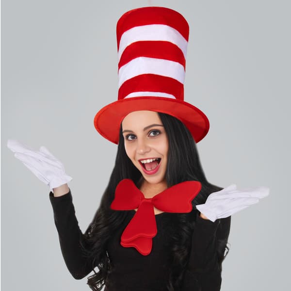 Kattehat til voksne, kattekostumesæt med høj hat, handsker og butterfly - Åndbart cosplay-tilbehør