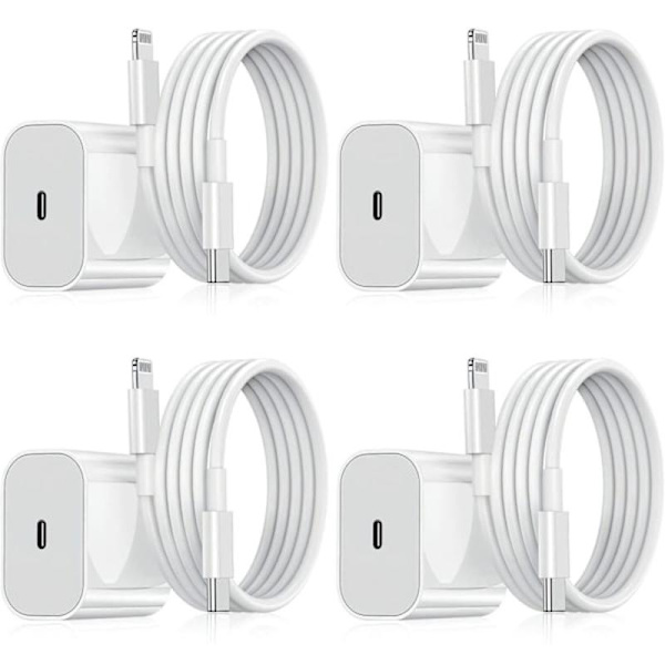 iPhone Laddare - Snabbladdare - Adapter + Kabel 20W USB-C Vit 4-Pack iPhone（NT） 4-Pack iPhone 4-Pack 4-Pack iPhone