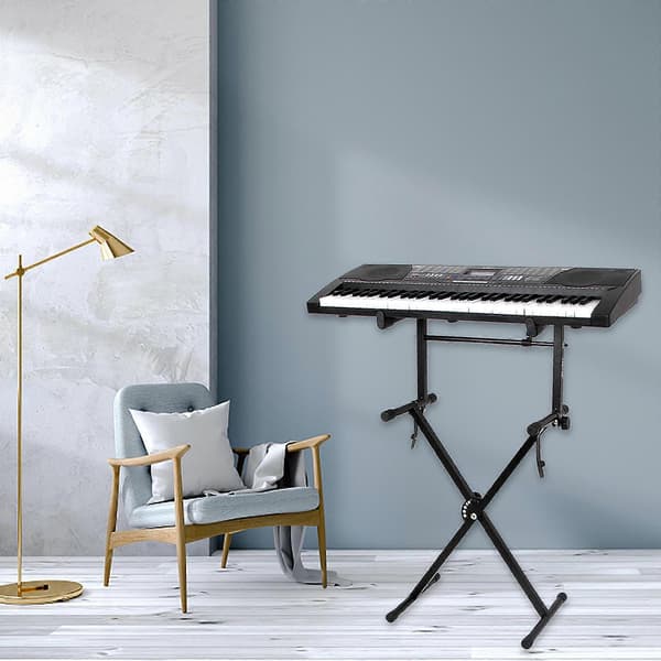 Elektronisk keyboardstativ for keyboard med doble ben, svart, 1 sett