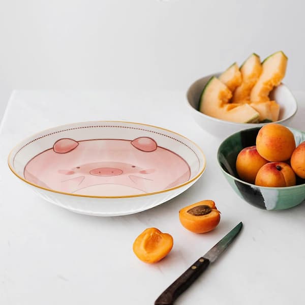 Keramisk snackstallrik för barn 1 st hållbar middagstallrik för barn rosa