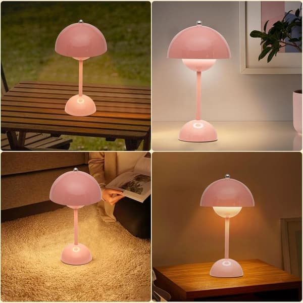 Bud Lamp 30 cm Cordless Touch Lamp Dimmable, 2000mAh Rechargeable Table Lamp, Nordic Bedside Lamp Wine Red Wine Pink