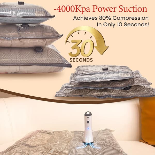 Vacuum Storage Bags for Clothes with Electric Cordless Pump, 9-Pack Reusable-FA-