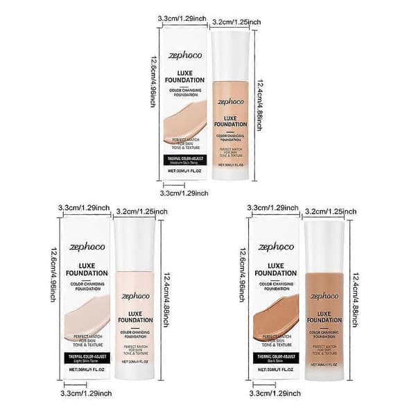 zephoco Färgskiftande Foundation Utjämnande Dark skin tone 30ml