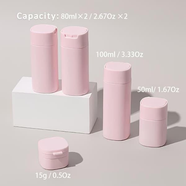 Set med 5 krämflaskor - Researtiklar, beige, modern