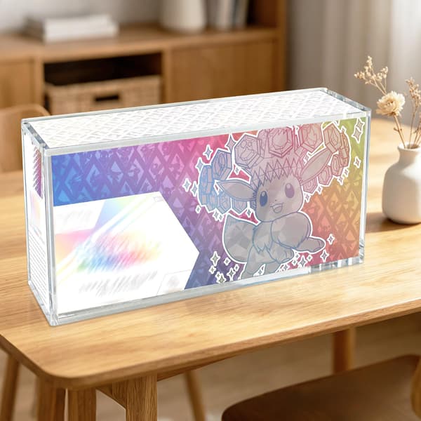 Prismatic Evolutions SPC akrylmonter kompatibel med Prismatic Evolutions Super-Premium Collection Box, 8+5 mm tykk klar akryl SPC Acrylic Display Case
