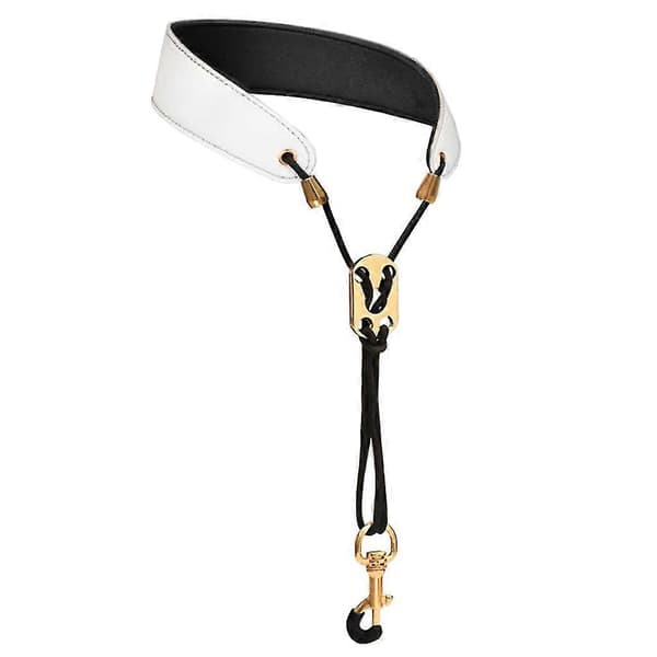 Justerbar saxofonhalsrem Vadderad professionell saxofonaxelrem White