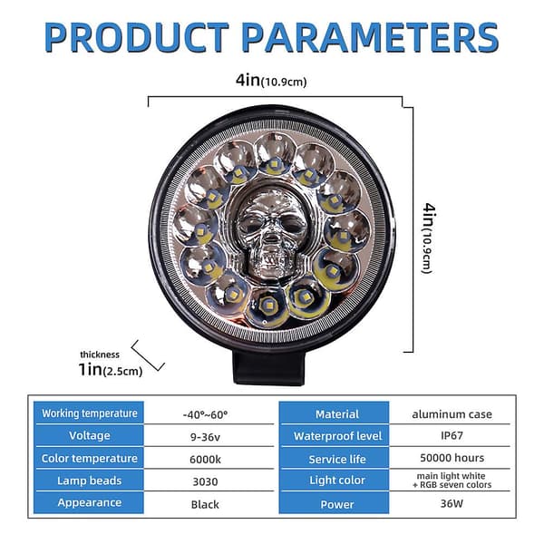 Bil LED Runde Frontlykter Arbeidslys Bil Fjern Nærlys Spotlights for SUV-er Without Wire 2PCs