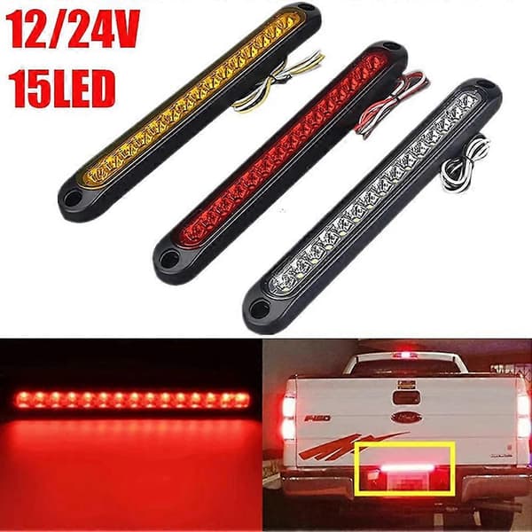 15 LED Högt Bromsljus Vattentätt Väderbeständigt Lastbilstillbehör Red 2pcs