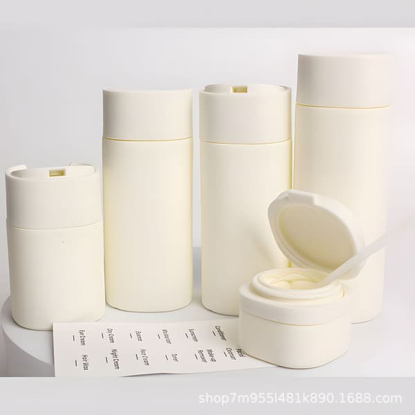 Set med 5 krämflaskor - Researtiklar, beige, modern