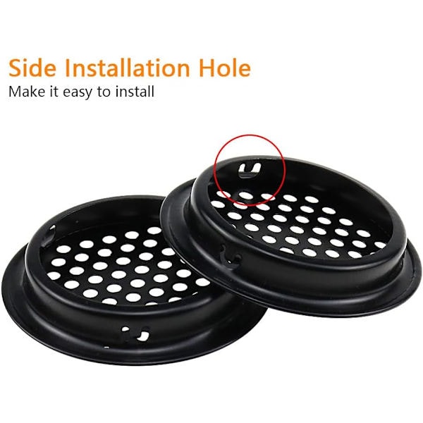 Runde ventilationsgitre 10 stk Runde ventilationsgitre til udendørs Ø 53 mm Rustfrit stål Sorte ventilationsgitre Oprethold luftstrømmen til køkken