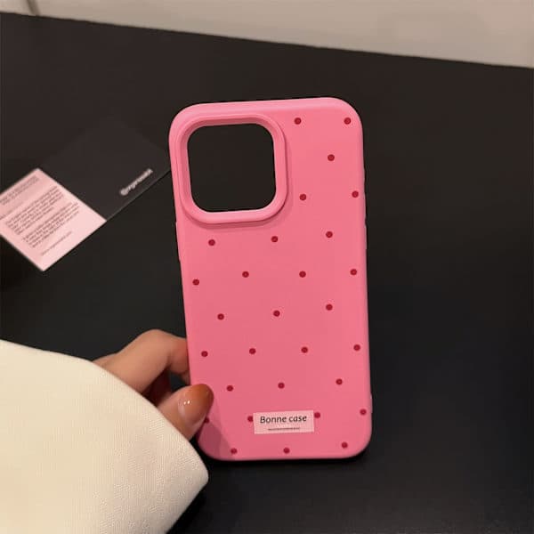 Case for iPhone 17pro Pink Pink Label Red Wave Dotted Personality Simple Anti-fall Soft