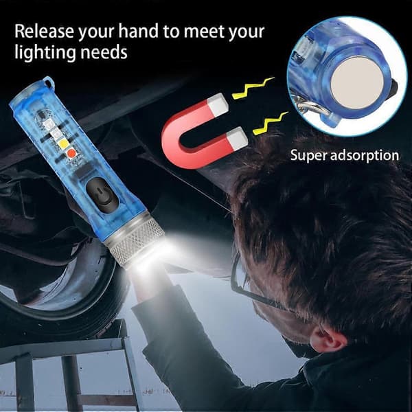 Mini avaimenperä taskulamppu tasku USB-ladattava monikäyttöinen valaisin Fluorescence