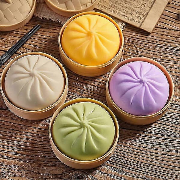4-delat stort dumpling-squishy-set med ångkokarlådedesign för stresslindring