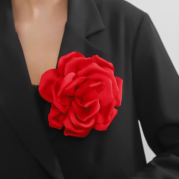 Smart 15 cm blomsterbroche stofrose charm brystnål stilfuldt festtilbehør mode reversnål statement til kvinder Dark Red