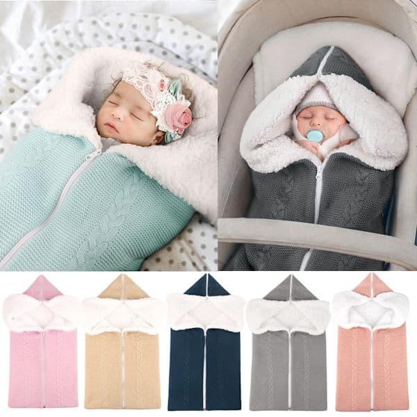 70*35cm Utendørs Baby Barnevogn Sovepose Teppe Ull Strikket Thi