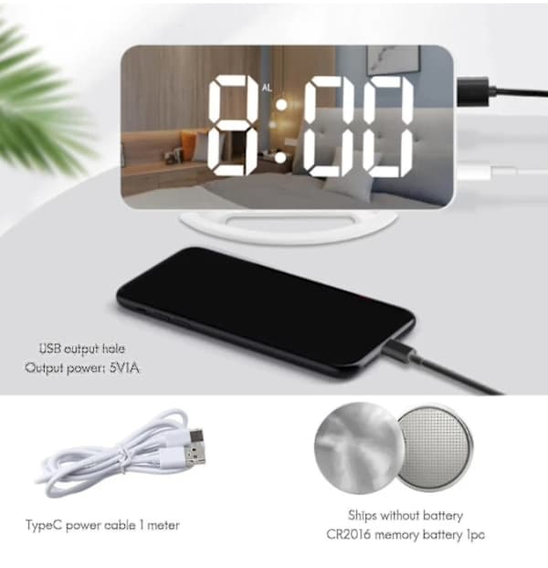 High Vibration Alarm Clock for Deep Sleepers, Adults, and Hearing Impaired – Digital Mirror Clock with Bed Shaker