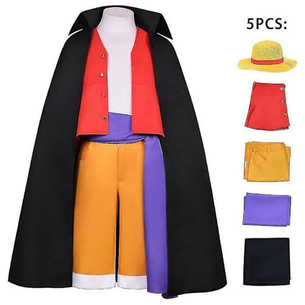 One Piece-serien Wano Country Monkey D Luffy Cosplay-sæt inklusive hat (2XL)