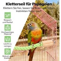 Sæt med 2 fuglepinde af hampreb, 100 cm, stativ, tilbehør, formbar ståltrådsforstærkning, velegnet