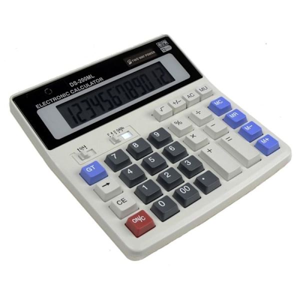 DS-200ML Klassisk kalkulator - Store knapper Hvit