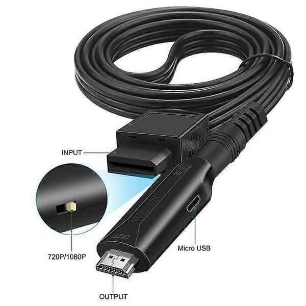 Wii til HDMI Konverter Kabel, Wii 2 HDMI Adapter til Fuld HD Spilvisning