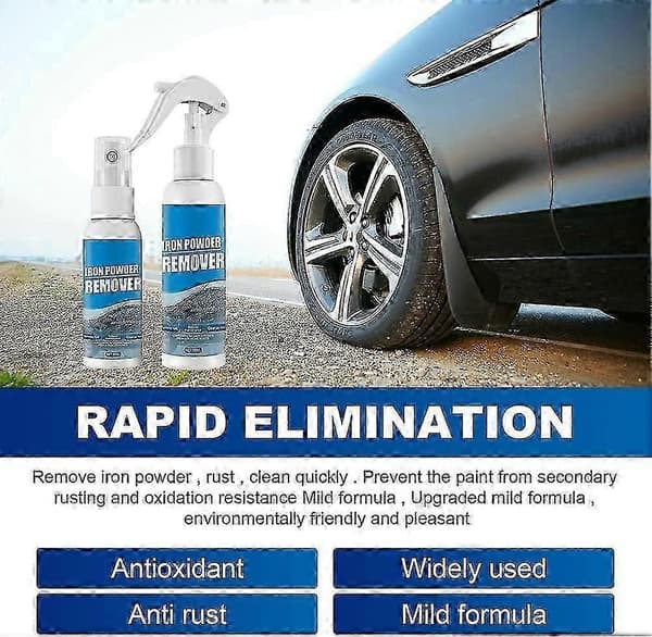 Bil Rustfjerner Spray, Jernpulverfjerner, Rustfjerner for Bilhjul, Bil Rustfjerningsspray 100ml/ 1 pièce 30ml