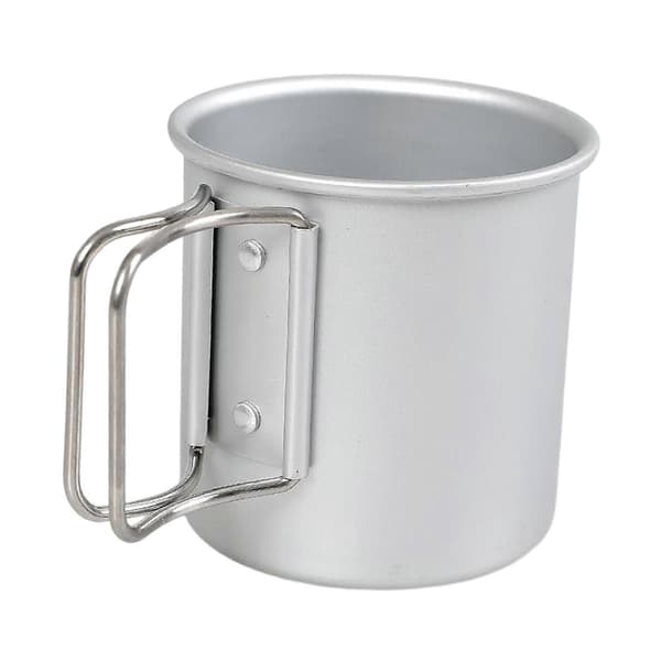 Campingkopp med sammenleggbart håndtak 300ml Enkel å bruke Slitesterk for piknik utendørs Silver