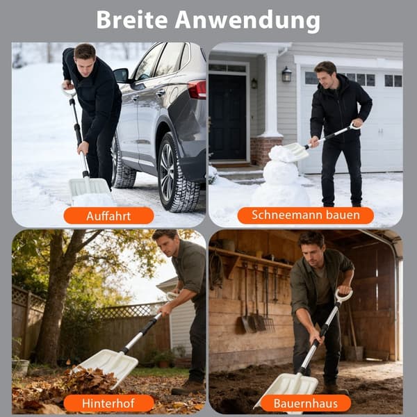 Snøskuffe 26 cm bred, ergonomisk aluminiumhåndtak 1150