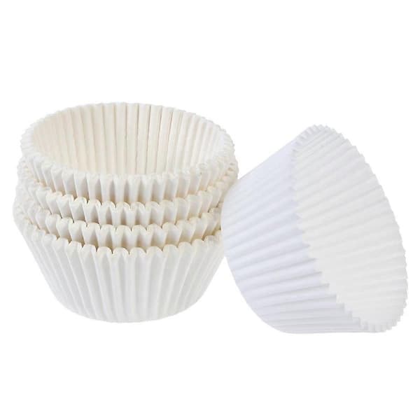 100 stk. bageforme af papir, cupcake-indpakninger, muffinforme, kagekopper til fest (hvid) White