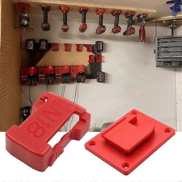 For Milwaukee M18 18V Battery Tool Holder Battery Holder Wall Mount Red Drill M8 Holder with